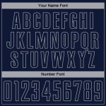 Uniforme de fútbol personalizado de moda con raya diplomática azul marino, camiseta de sublimación gris