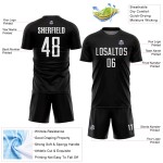 Uniforme de fútbol personalizado blanco sublimado camiseta negra