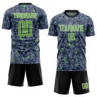 Camiseta de fútbol gris personalizada con sublimación neón verde y negro