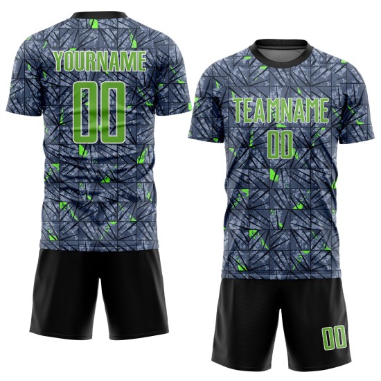 Camiseta de fútbol gris personalizada con sublimación neón verde y negro Camiseta de fútbol gris personalizada con sublimación neón verde y negro