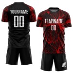 Uniforme de fútbol personalizado sublimado blanco y rojo, camiseta negra