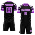 Camiseta de fútbol personalizada con estampado de animales, color morado y blanco, sublimación, color negro