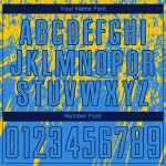 Camiseta personalizada de fútbol con sublimación de polvo azul marino y amarillo