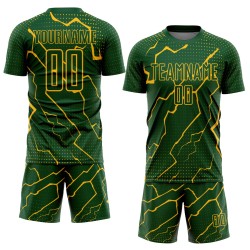 Camiseta de sublimación verde personalizada del uniforme dorado de Lightning Soccer