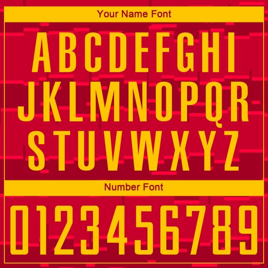 Camiseta de fútbol personalizada con sublimación, color dorado, negro y rojo