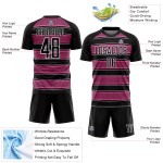 Uniforme de Fútbol y Camiseta Línea Rosa-Blanca Formas Personalizadas Geométricas Negras Sublimación