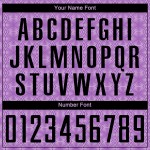 Camiseta de fútbol personalizada de sublimación geométrica morada, tamaño mediano, con formas negras y moradas