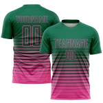 Camiseta de fútbol personalizada Kelly con sublimación, de rayas verdes y rosas, de moda