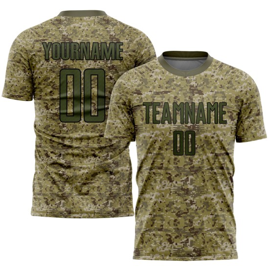 Uniforme de sublimación de camisetas de fútbol, personalizado, camuflaje verde oliva y negro
