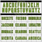 Camiseta de fútbol de sublimación de rayas verde-negra, personalizada, blanca y neón