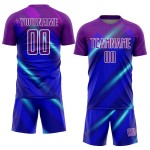 Uniforme personalizado de sublimación de fútbol morado y blanco de Jersey Lines Royal