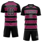 Uniforme de Fútbol y Camiseta Línea Rosa-Blanca Formas Personalizadas Geométricas Negras Sublimación