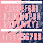 Camiseta de fútbol mediana con estampado de grafiti de sublimación personalizada en rosa y azul marino para rascar