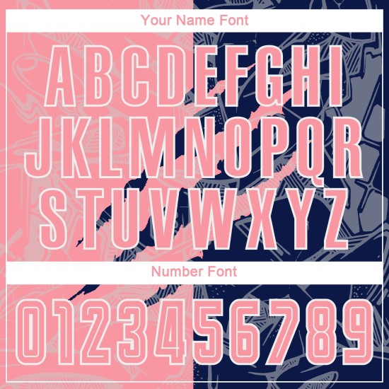 Camiseta de fútbol mediana con estampado de grafiti de sublimación personalizada en rosa y azul marino para rascar