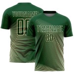 Camiseta de fútbol personalizada con líneas verdes y crema por sublimación Camiseta de fútbol personalizada con líneas verdes y crema por sublimación