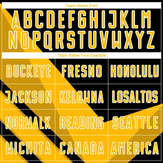 Uniforme de fútbol de sublimación con formas de flecha, camiseta dorada personalizada, negro y blanco