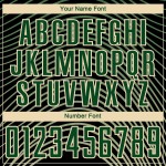 Camiseta de fútbol personalizada con degradado verde, color crema y negro, con diseño geométrico y sublimación de líneas