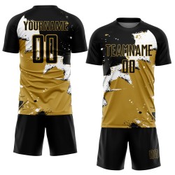 Uniforme Blanco - Camiseta Antigua Personalizada Spalsh Fútbol Negro Dorado Sublimación