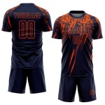Camiseta de fútbol personalizada de sublimación azul marino naranja