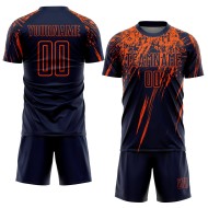 Camiseta de fútbol personalizada de sublimación azul marino naranja