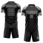 Camiseta personalizada con patrón geométrico negro, uniforme de fútbol de cebra, sublimación, blanco y negro