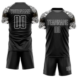 Camiseta personalizada con patrón geométrico negro, uniforme de fútbol de cebra, sublimación, blanco y negro