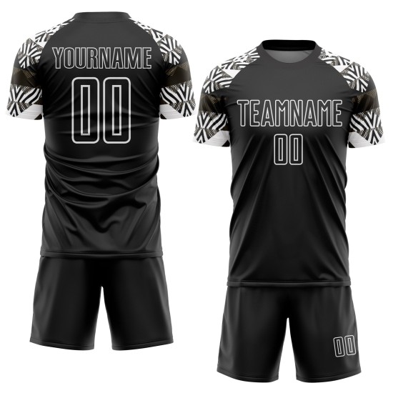 Camiseta personalizada con patrón geométrico negro, uniforme de fútbol de cebra, sublimación, blanco y negro