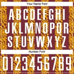 Uniforme de fútbol personalizado con sublimación, blanco, dorado y burdeos, abstracto.