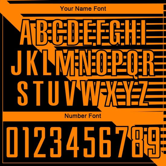 Camiseta de fútbol personalizada con rayas naranjas y sublimación negra